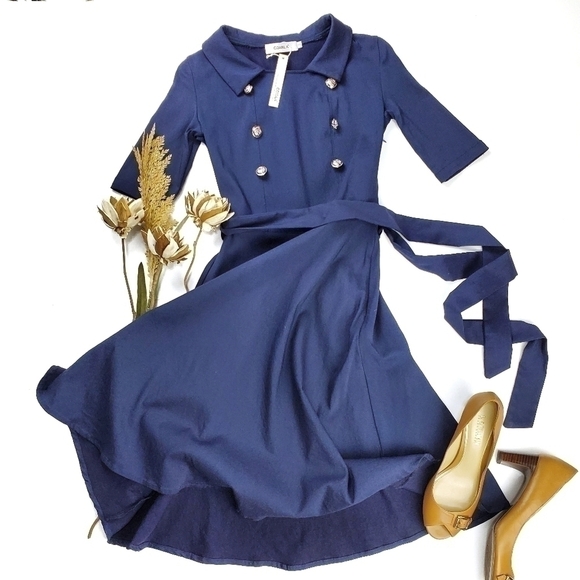 Comila Vintage 50 60's Style Navy Dress Size Small - Picture 2 of 15